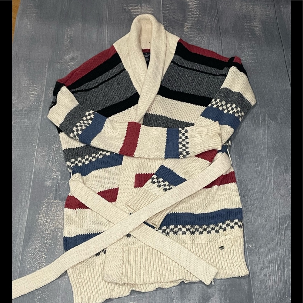 American Eagle striped cardigan sweater